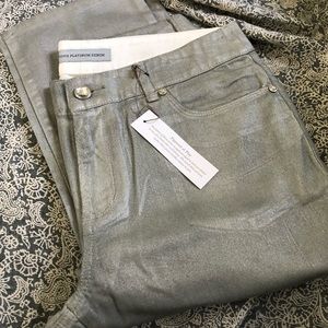 NWT Chico’s ultimate slim leg jeans silver metallic 1 8